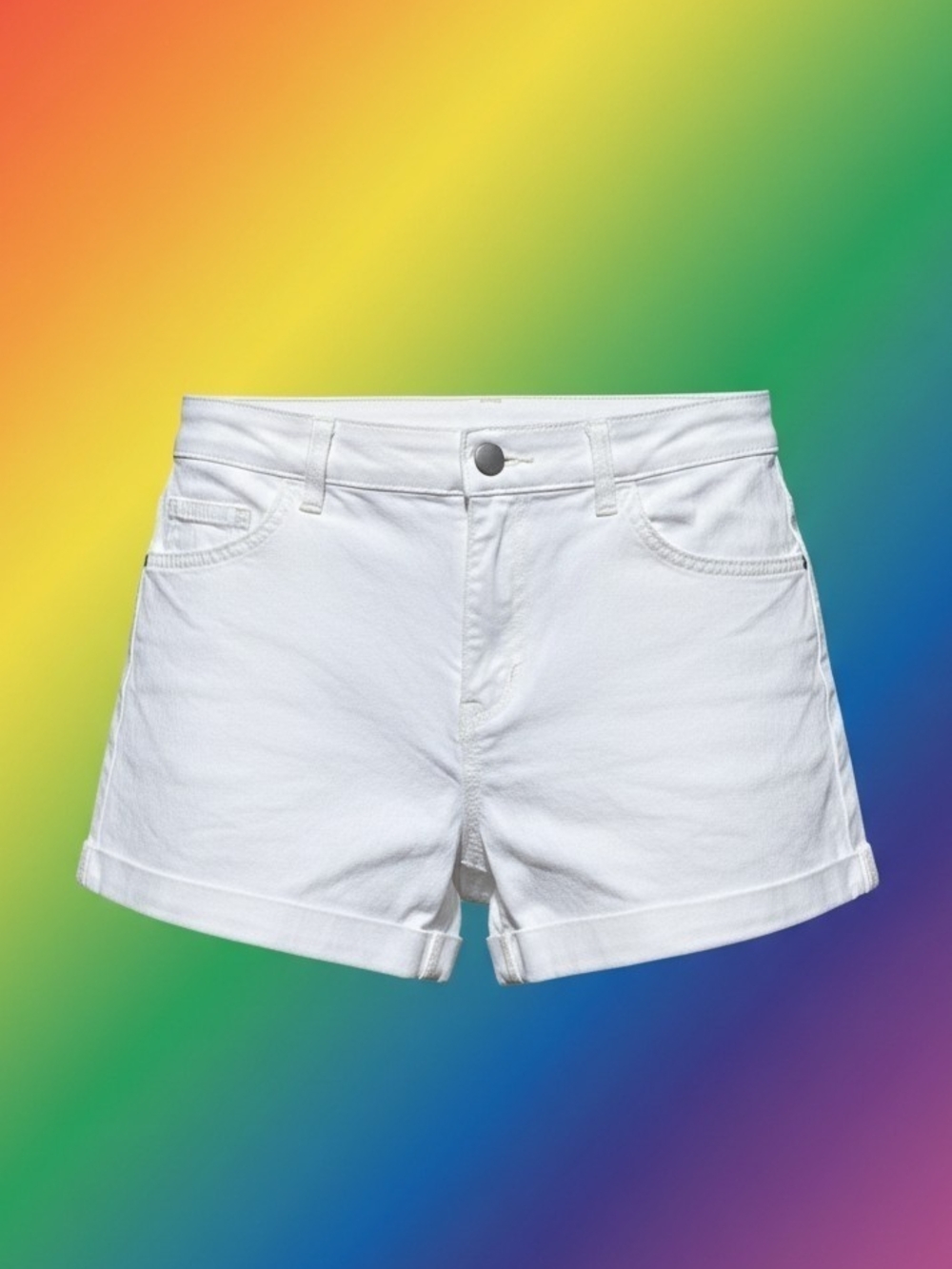 H&M Classic White Denim Cuffed Shorts size 8